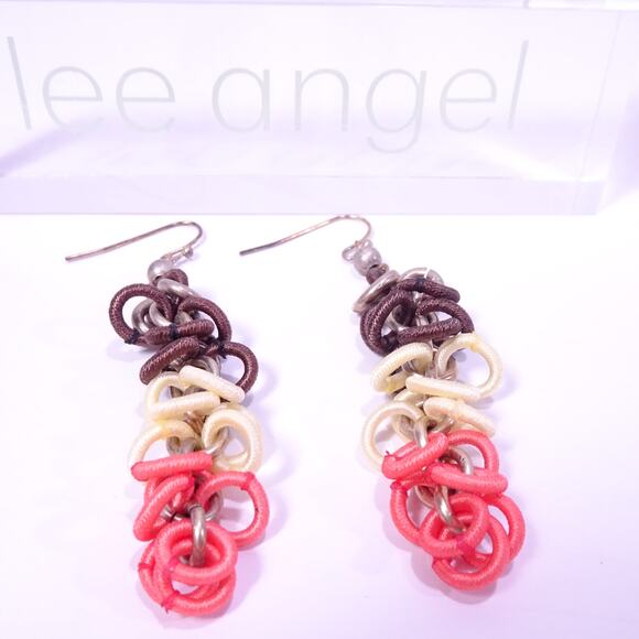 Lee Angel Women's The Nudes Antique Brass Silk Ring Drop Earrings NWT 110 - Picture 3 of 5